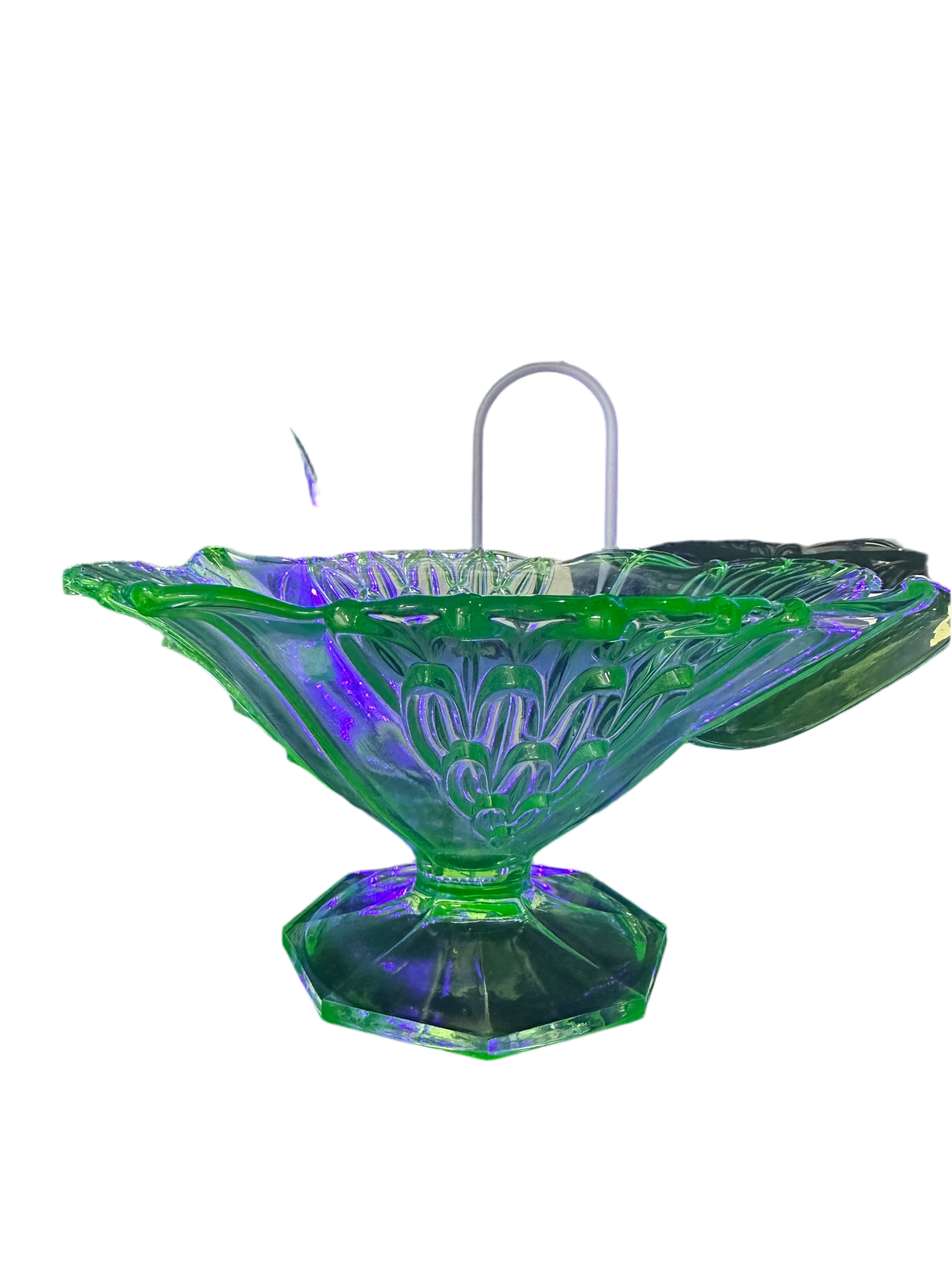1930s Art Deco Uranium Glass Footed Bowl