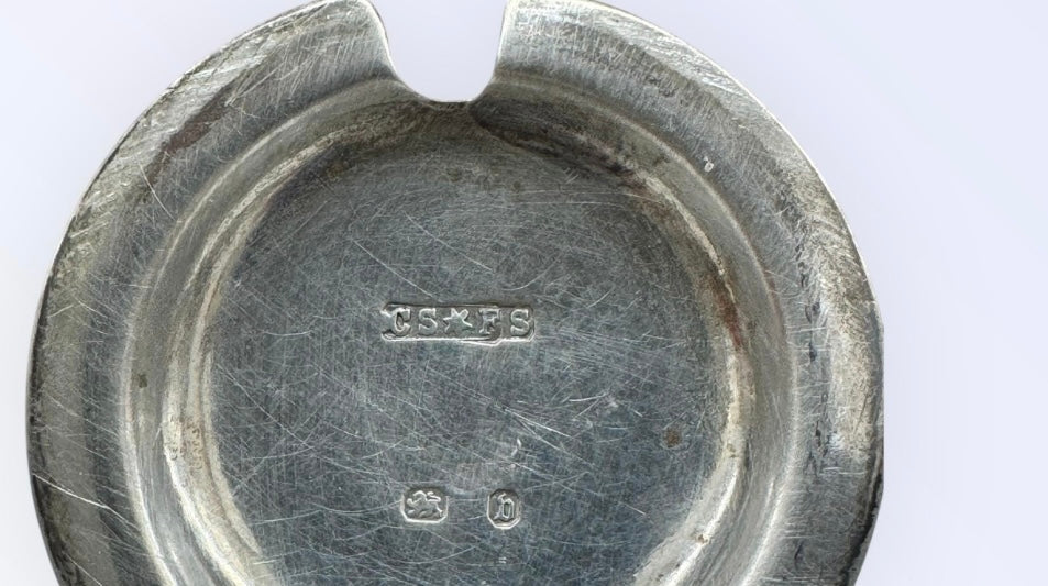 1917 Hallmark Sterling Silver Salt cellar with spoon