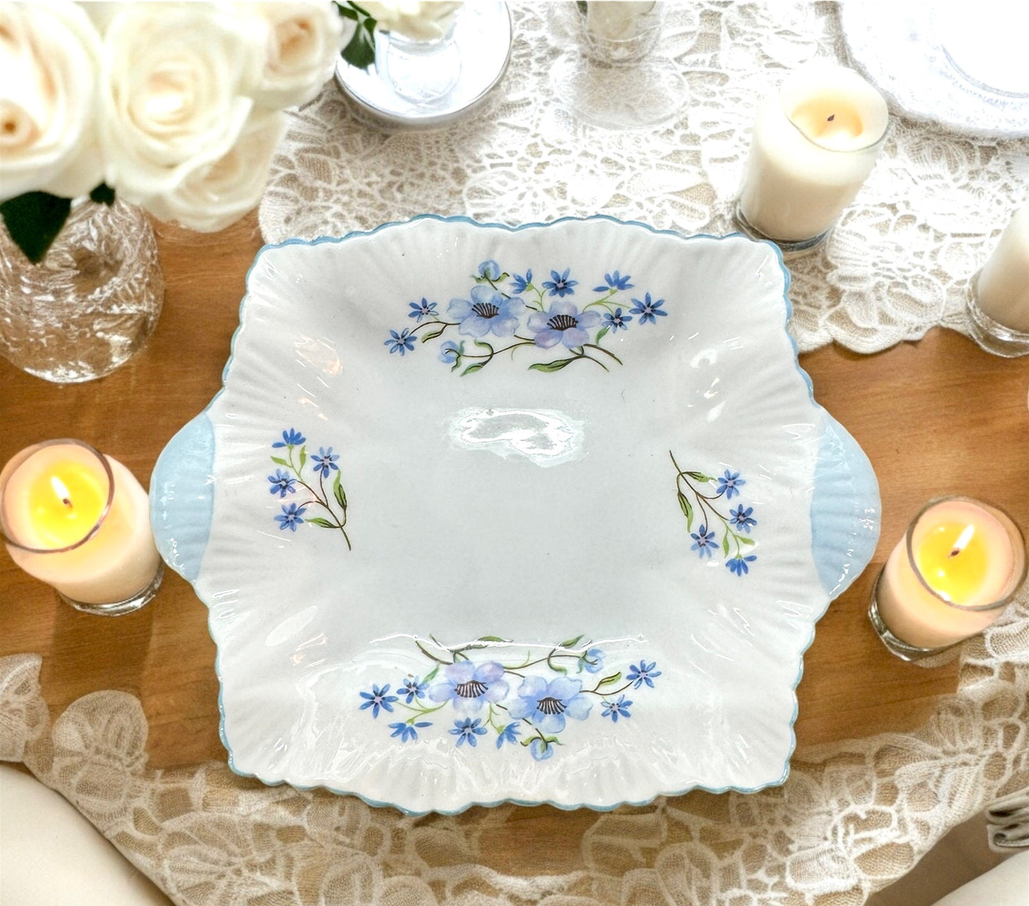 Shelley Blue Rock Butter Dish
