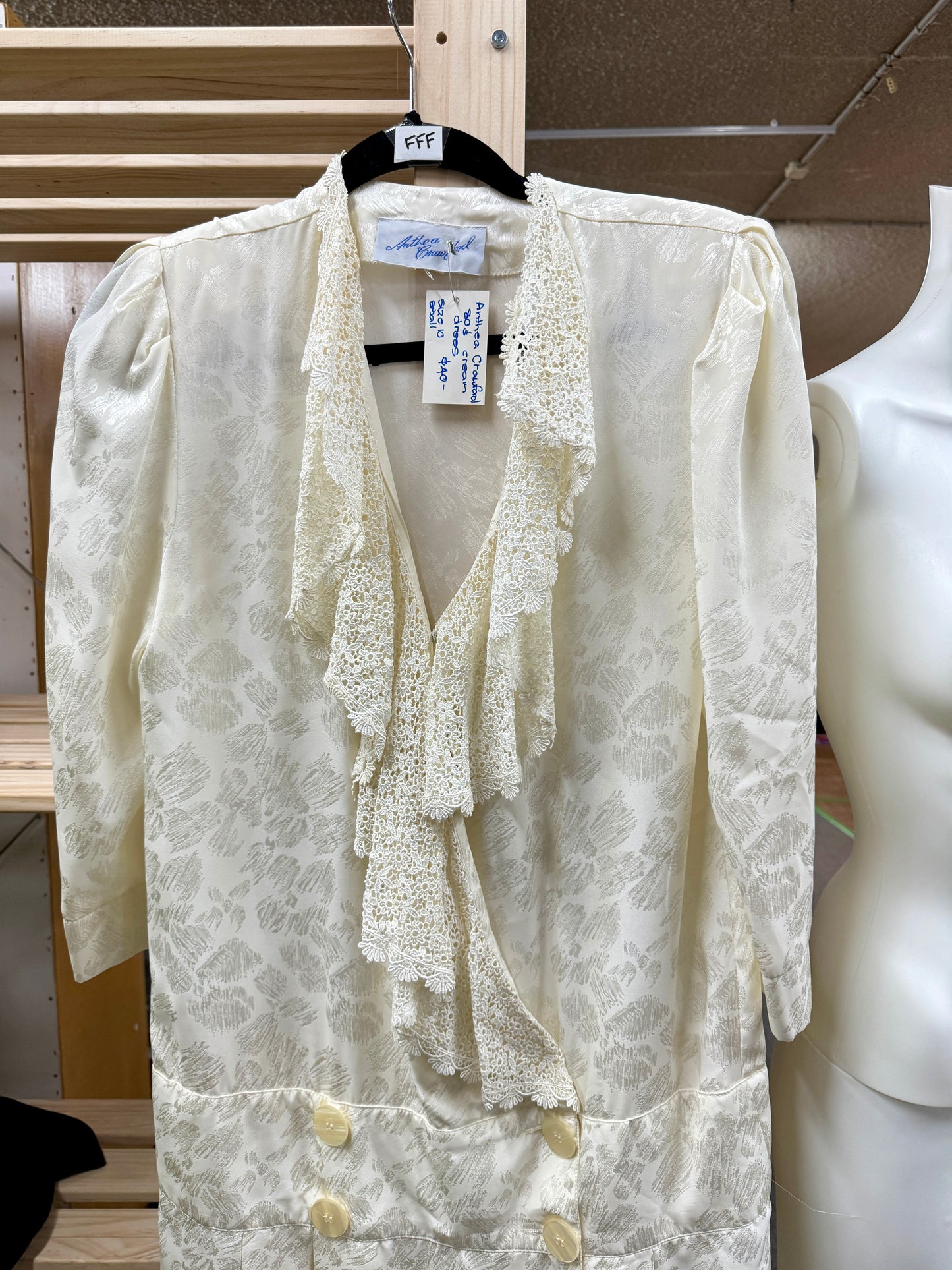 Anthea Crawford 80's Cream Dress