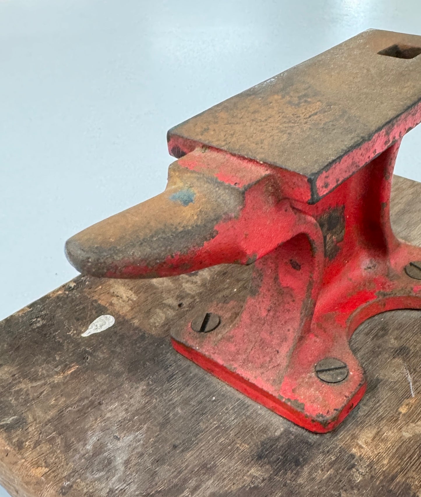 Vintage Small Anvil, Jewelers Anvil, Made In Japan on original wooden base