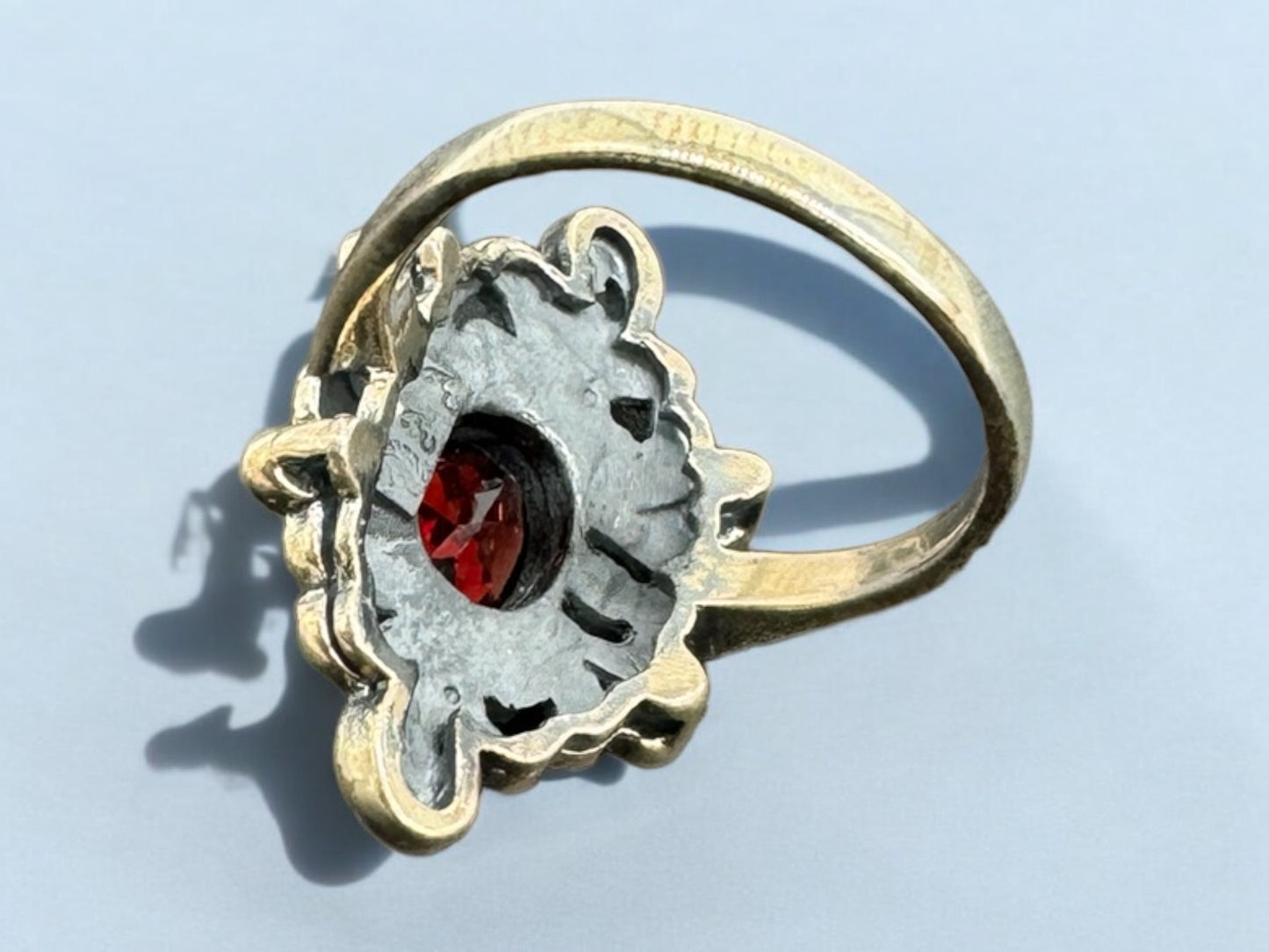 925 Sterling Silver Garnet Ring, size 16