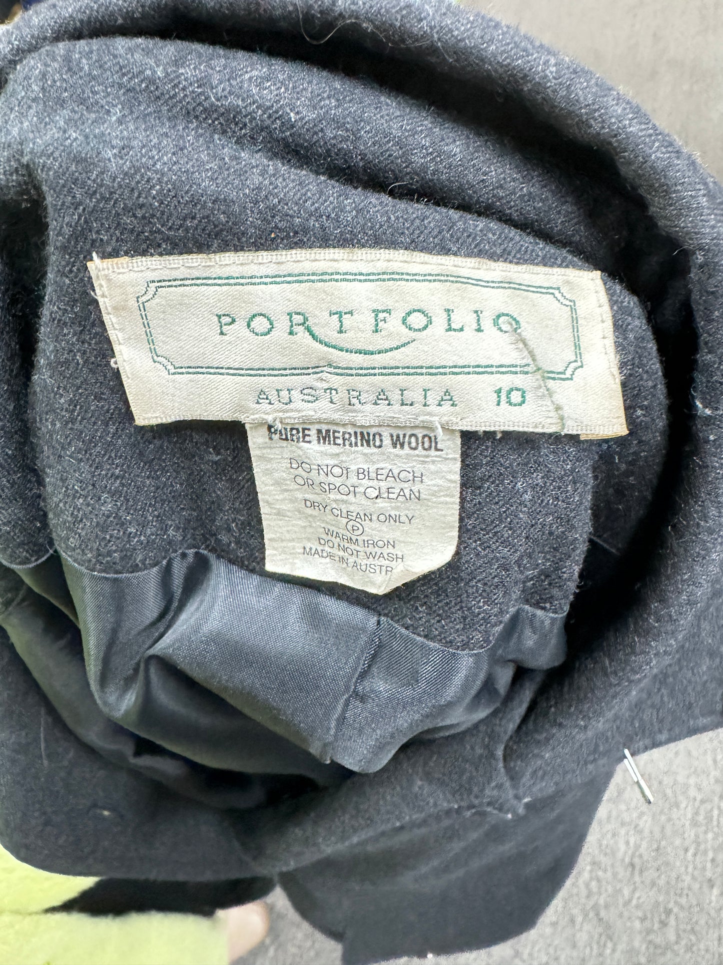 Portfolio Charcoal Wool Tue Waist Jacket, Size 10