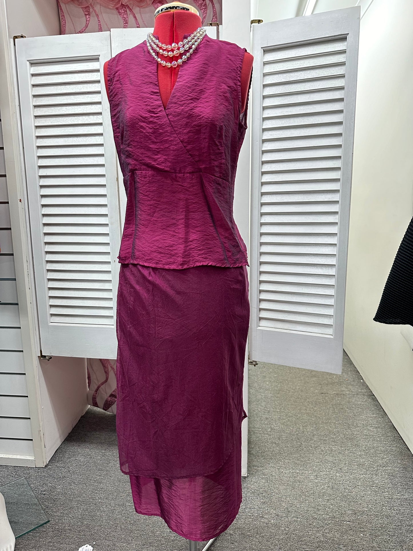 Magenta 2 Piece Ojay Top + Skirt French Fabric