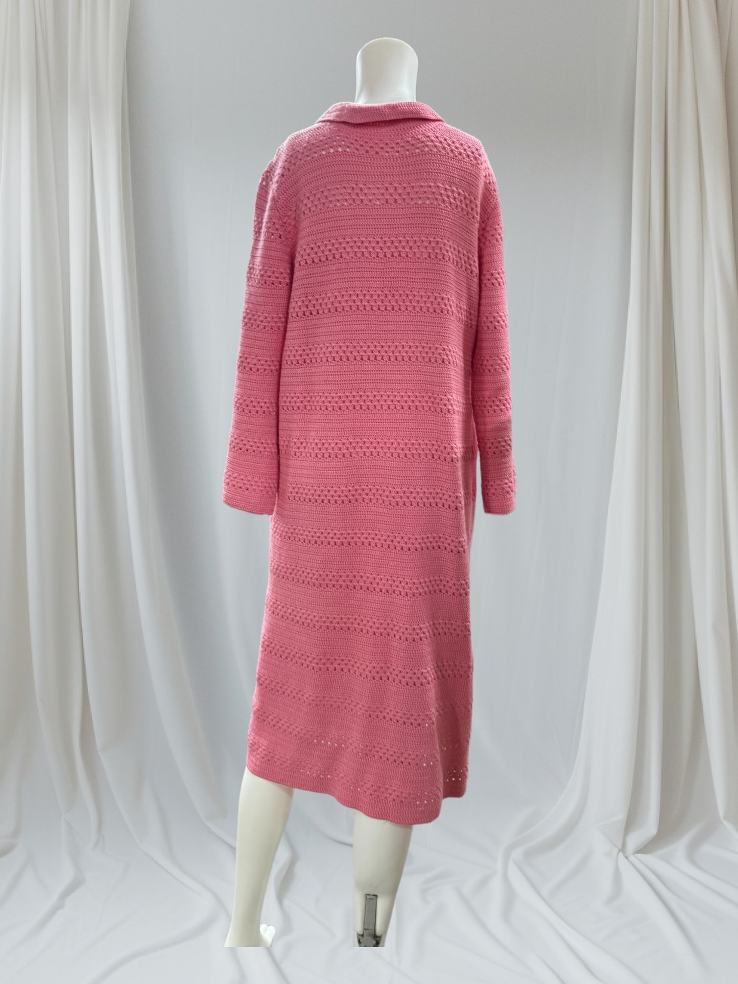 Pink Lined Hand Crochet Dress