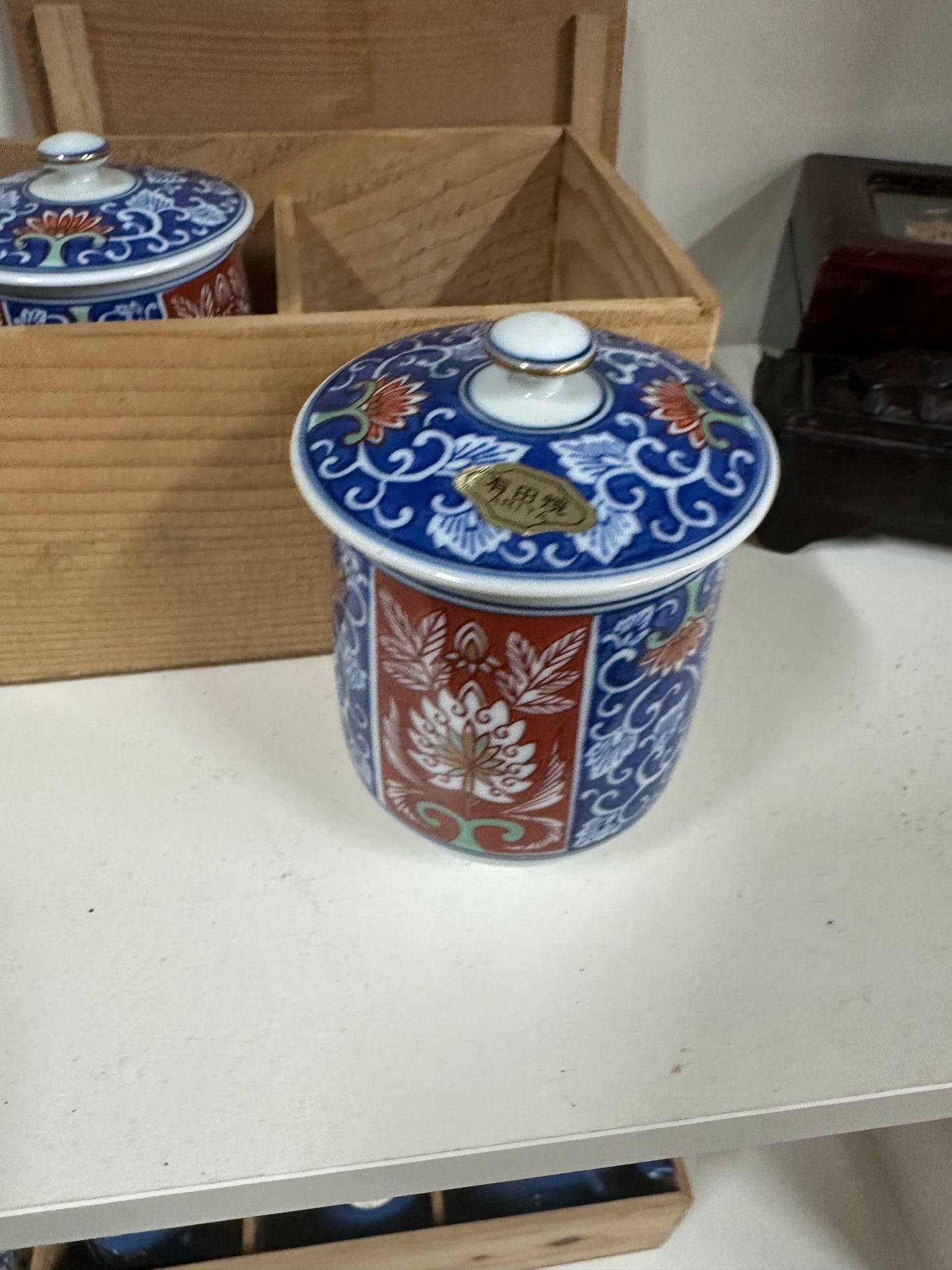 Japanese Tea cups in wooden box