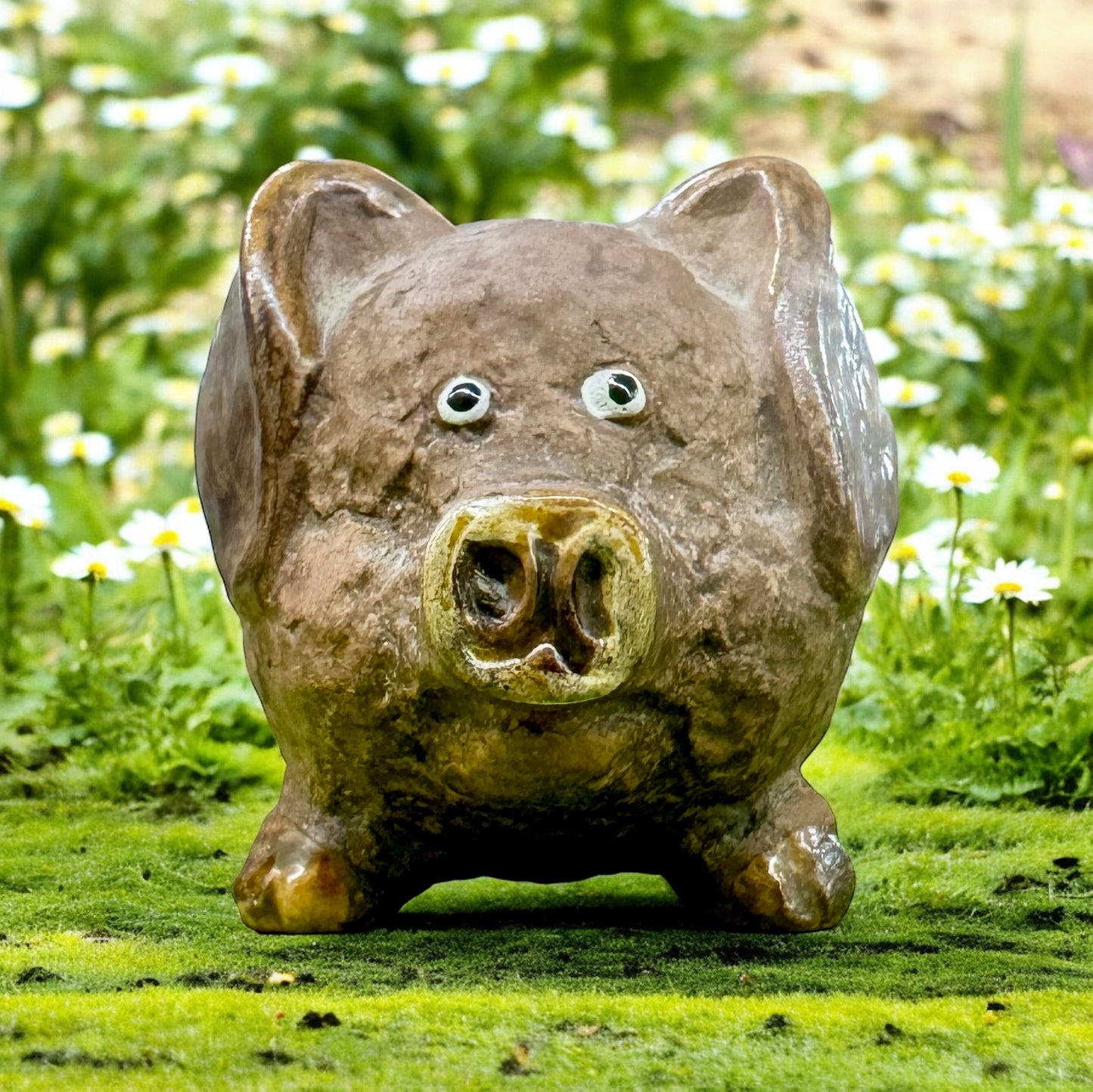 Japanese Pottery Pig Figurine