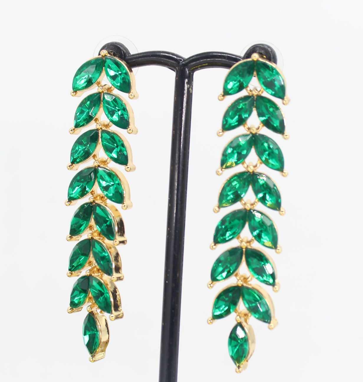 Green Rhinestone Earrings