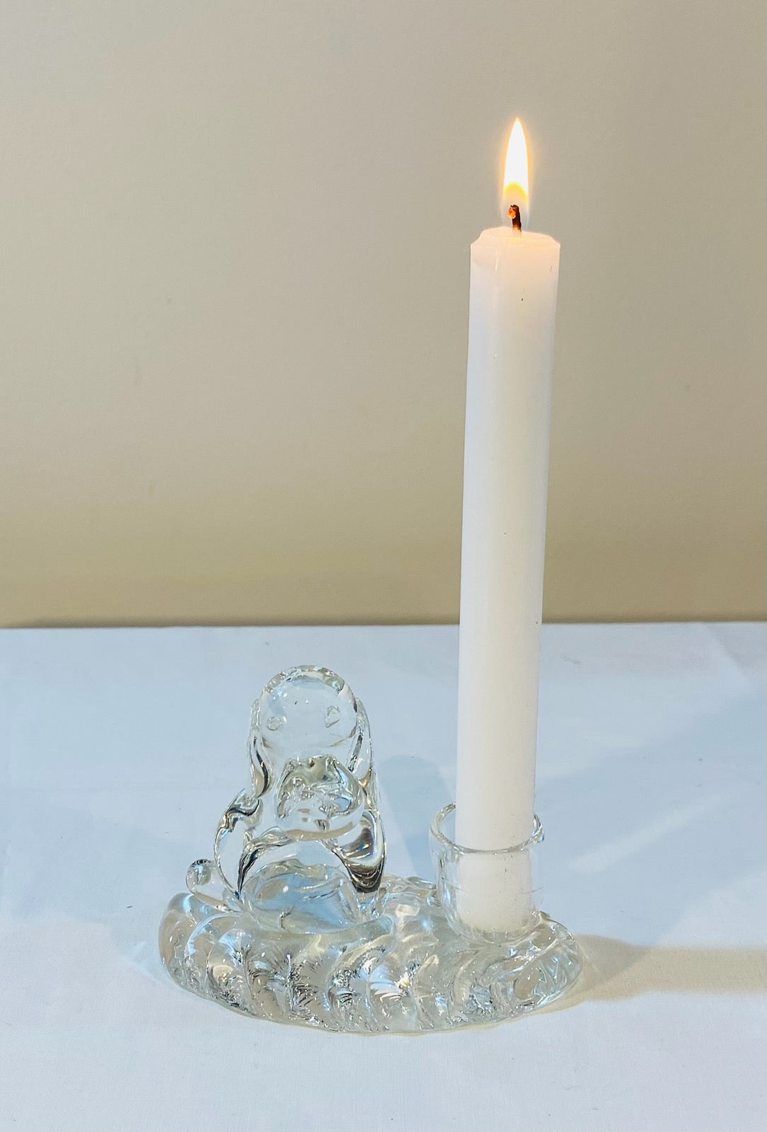 Glass Dog Candle Holder