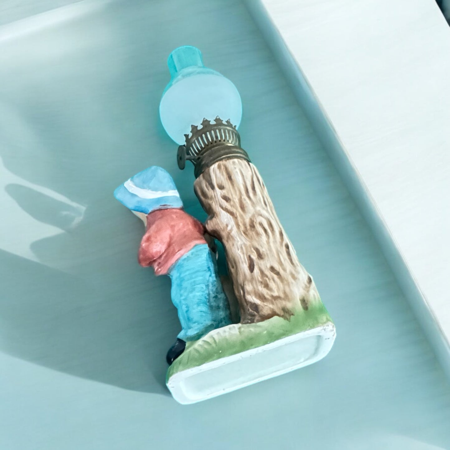 Japanese Child & Lamb Oil Lamp