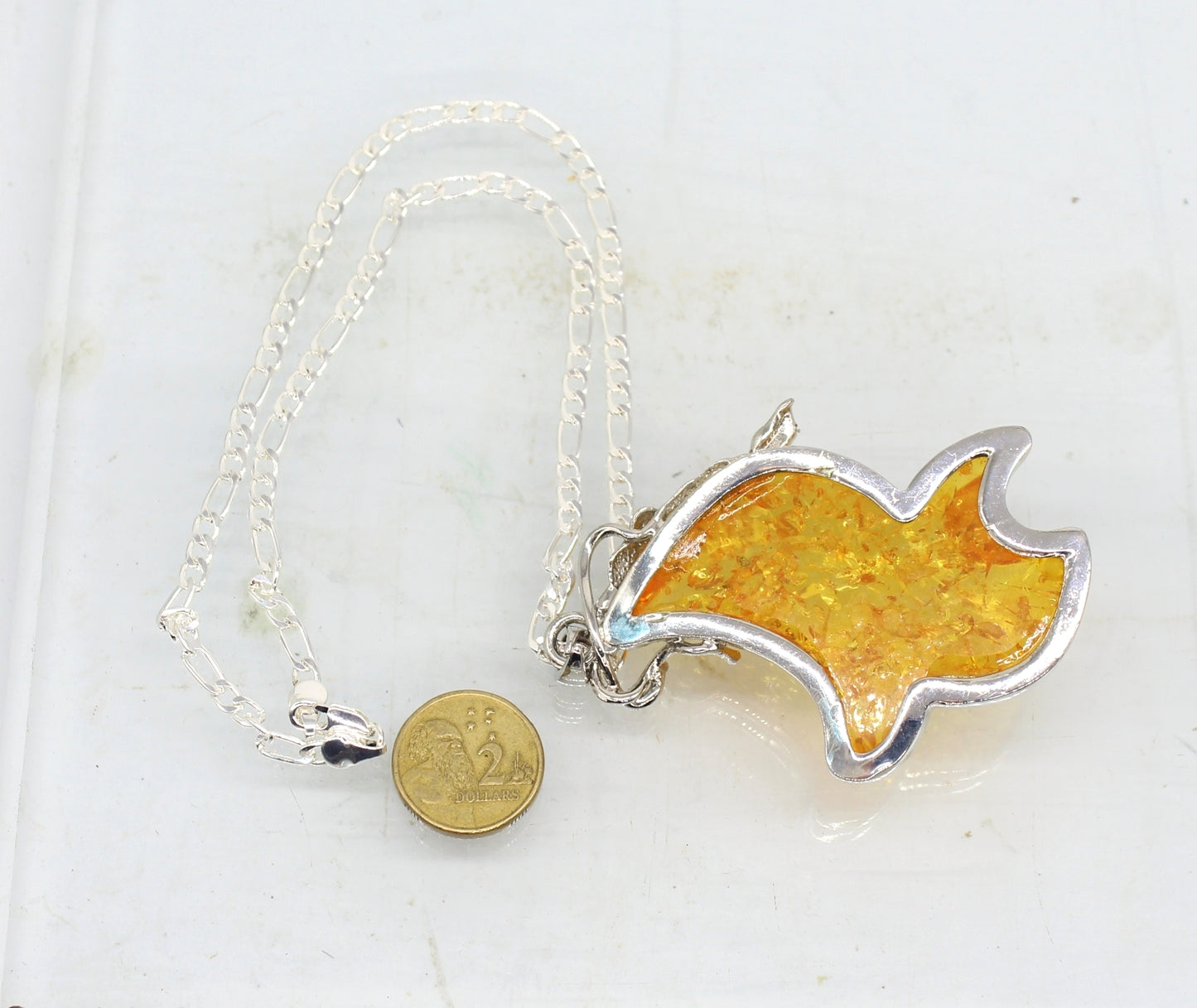 Reconstituted Amber Pendant Silver Chain