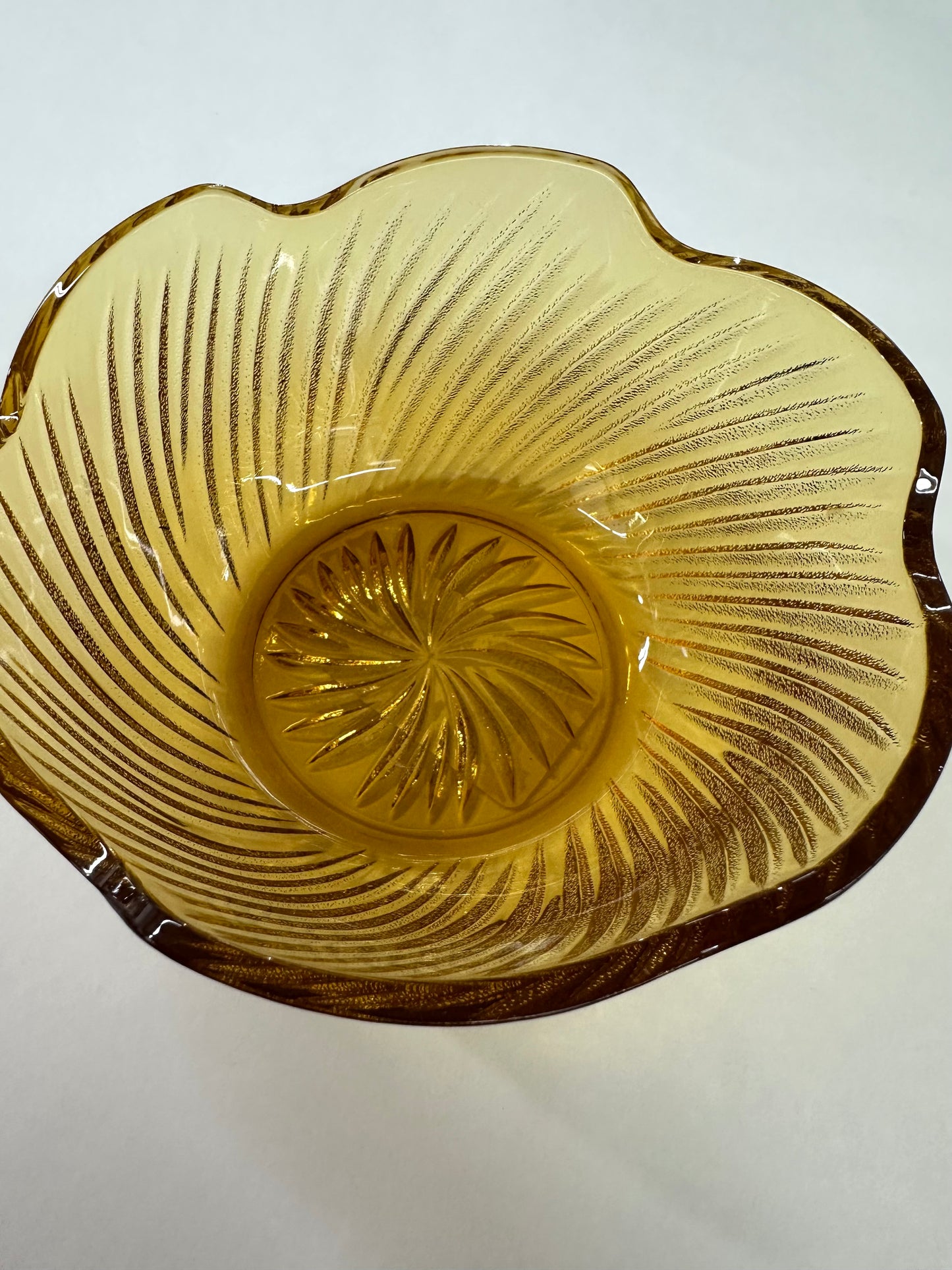 Vintage Amber Wave Bowl