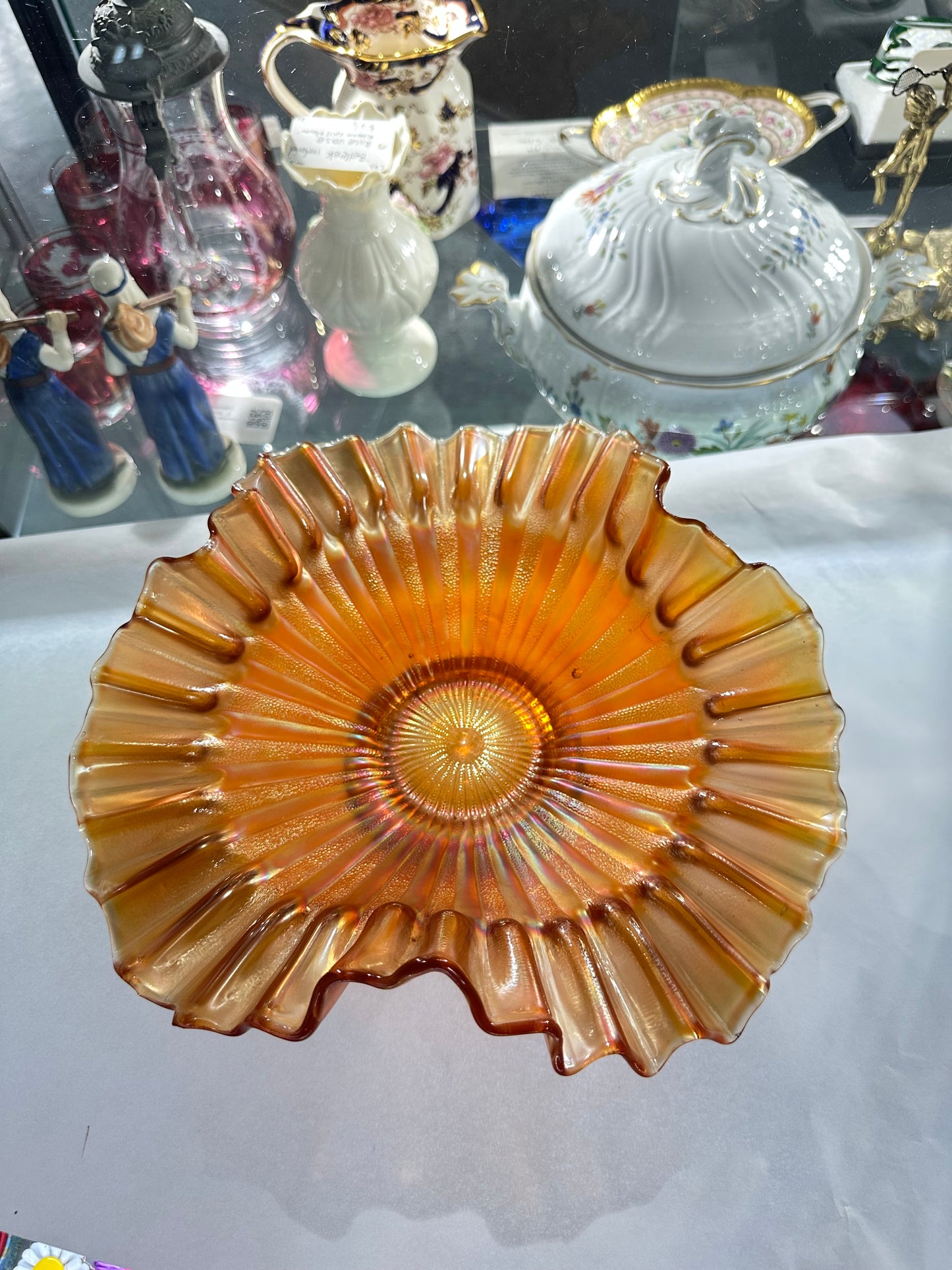 Fenton Stippled Rays Crimped Ruffled Bowl