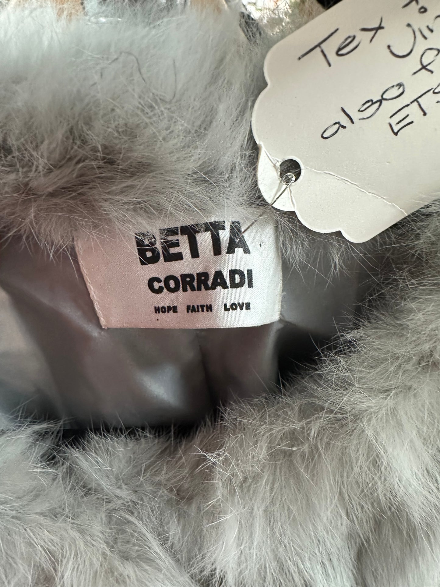 Pale Grey Soft Rabbit Fur Coat with Tie belt