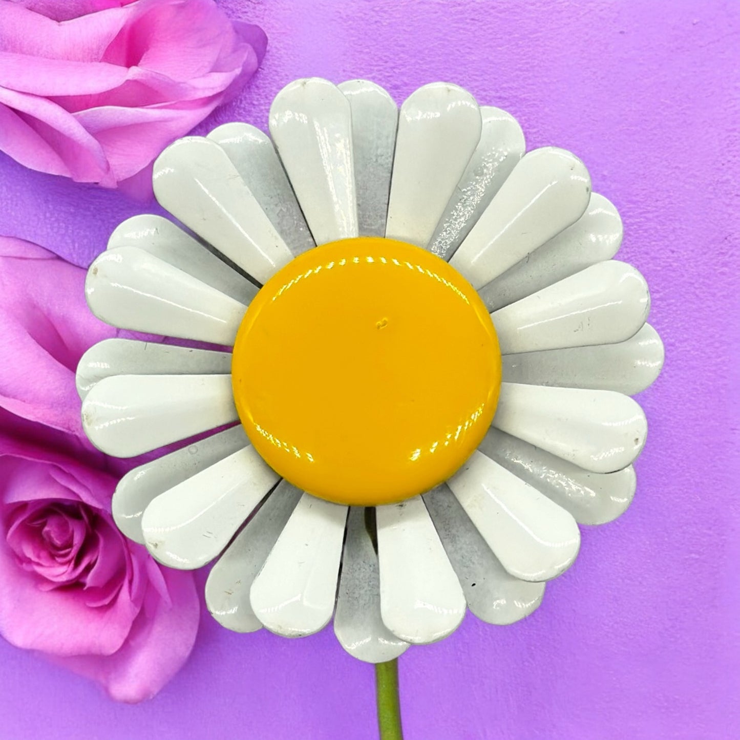1960s USA Enamel Flower Power Brooch