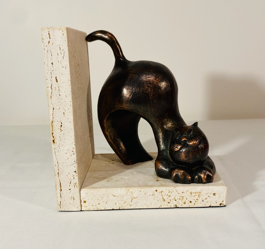 Korean Bronze Cat Bookends