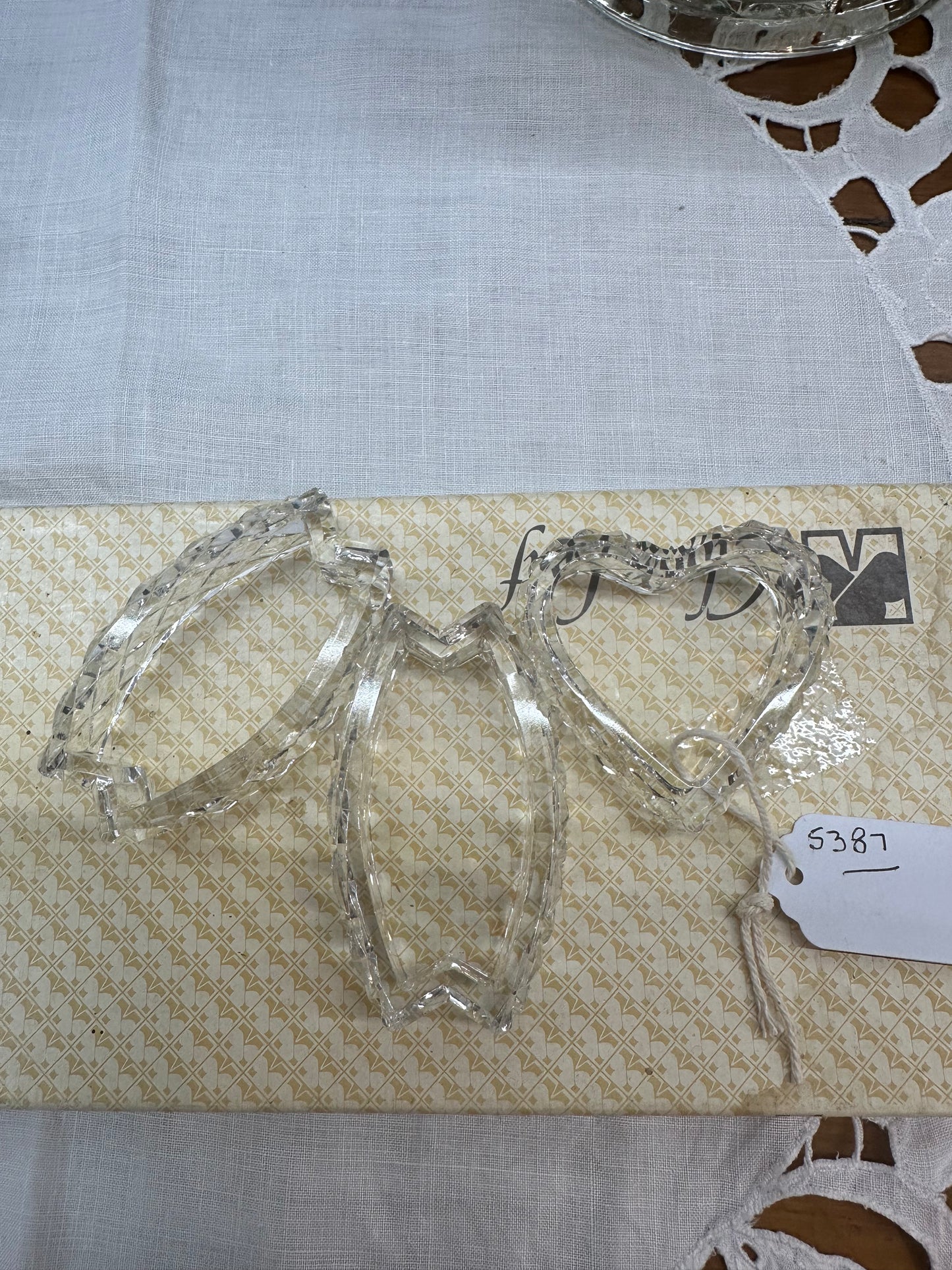3x Cut Glass Napkin Ring