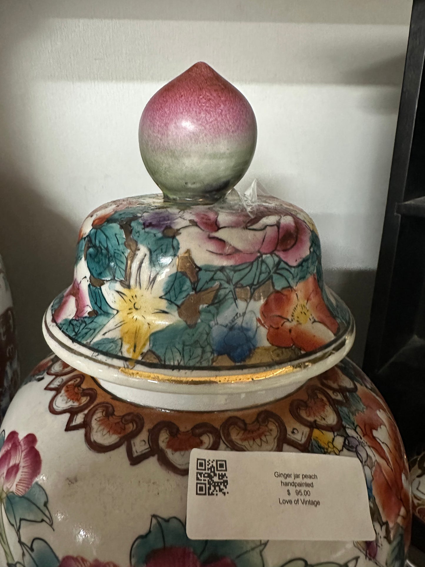 Ginger Jar, Peach hand painted