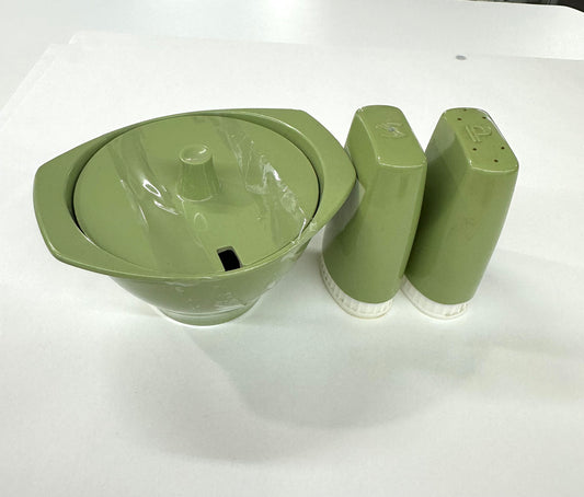 Nylex Green Bowl and Salt and Pepper Shaker