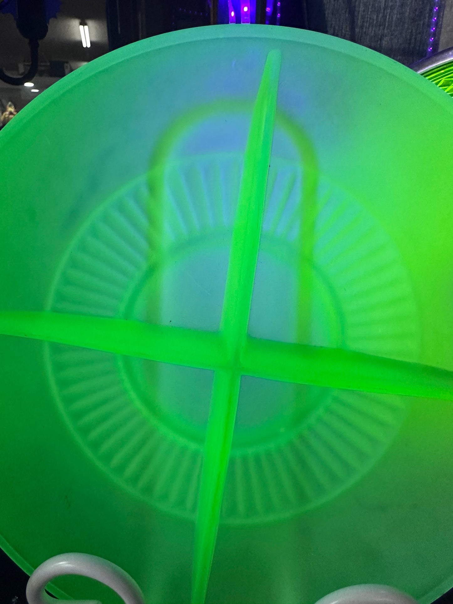 Bagley UK Green Divided Art Deco Plate, Uranium Glass