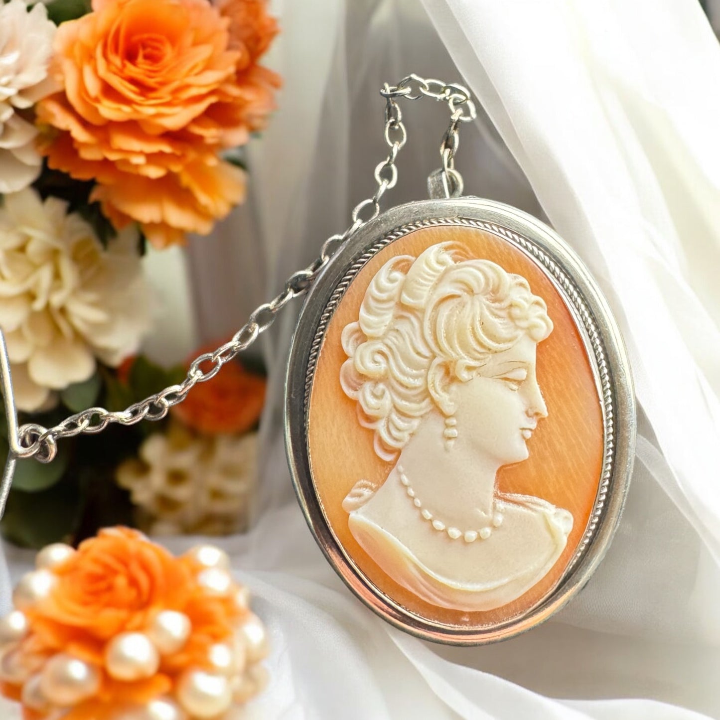 925 Silver c1920 Cameo Brooch