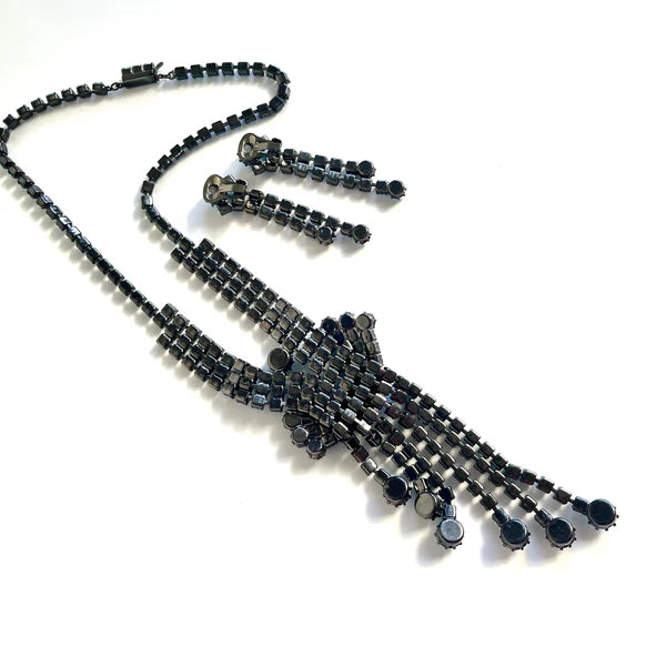 Aqua Rhinestone Necklace & Earrings