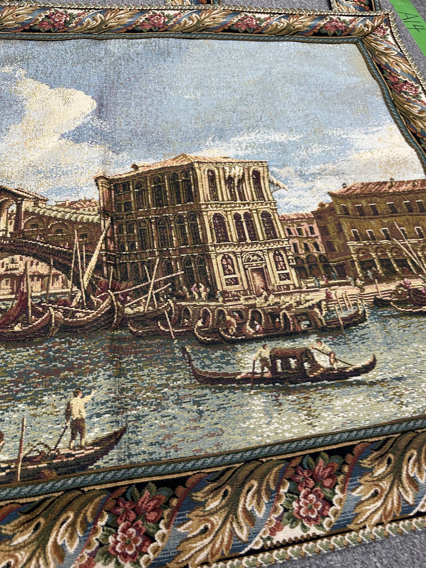 Vintage Tapestry Wall Hanging , Venice View