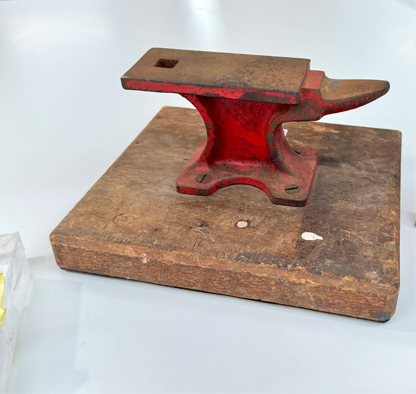 Vintage Small Anvil, Jewelers Anvil, Made In Japan on original wooden base