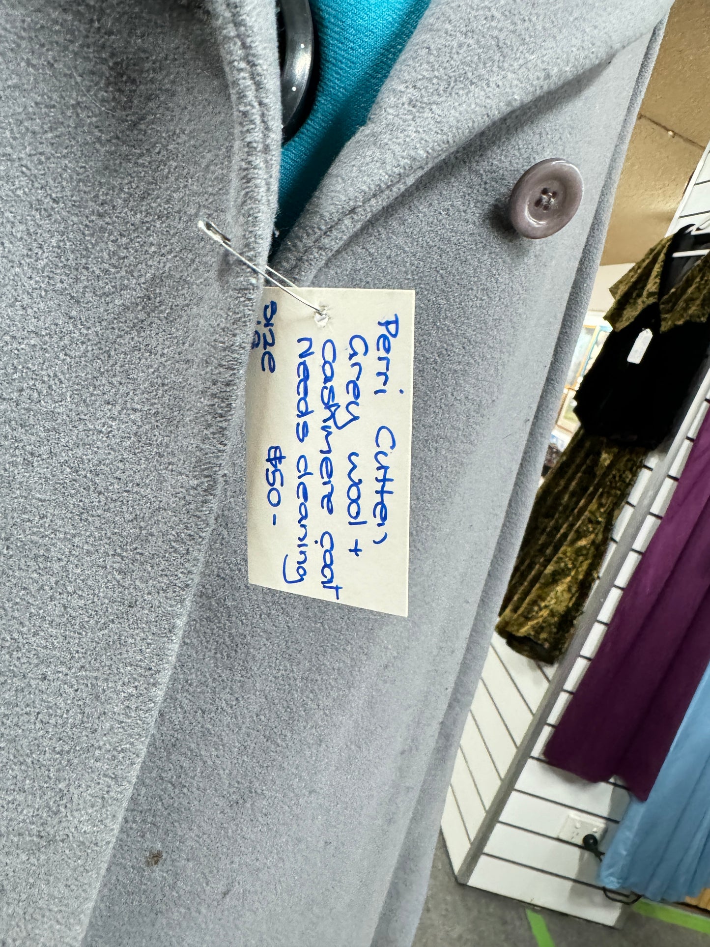 Perri Cutten Grey wool Cashmere Coat
