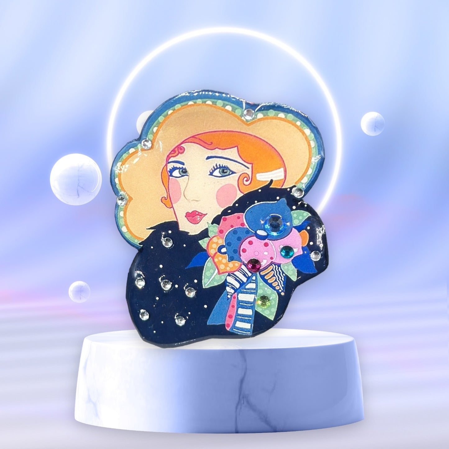 Hand Made Lady Head Brooch by Cat Walk UK