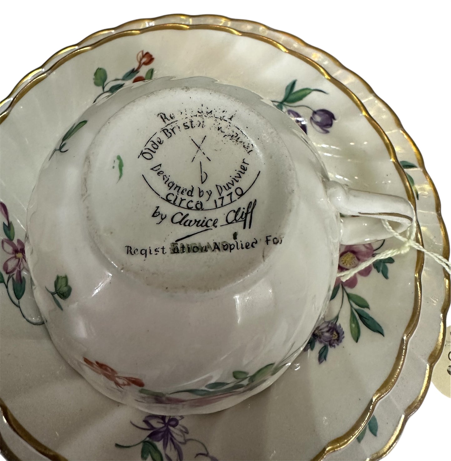 Clarice Cliff Olde Bristol Porcelain Trio By Duvivier