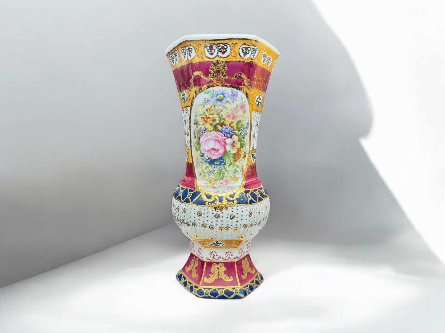 Tall 35cmH Ceramic Vase with floral Pattern