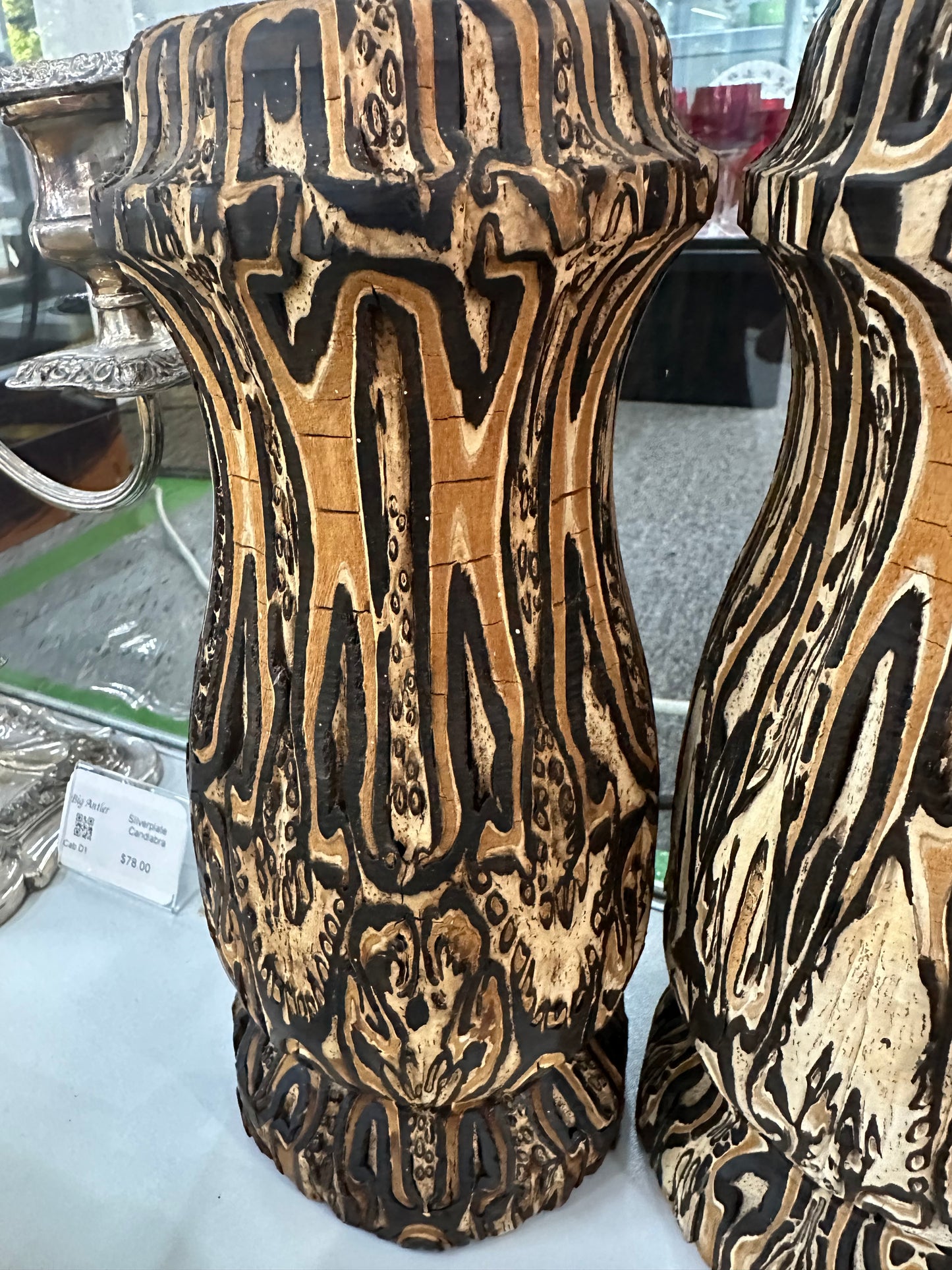 Tall Pair Maori Ponga Vase form New Zealand
