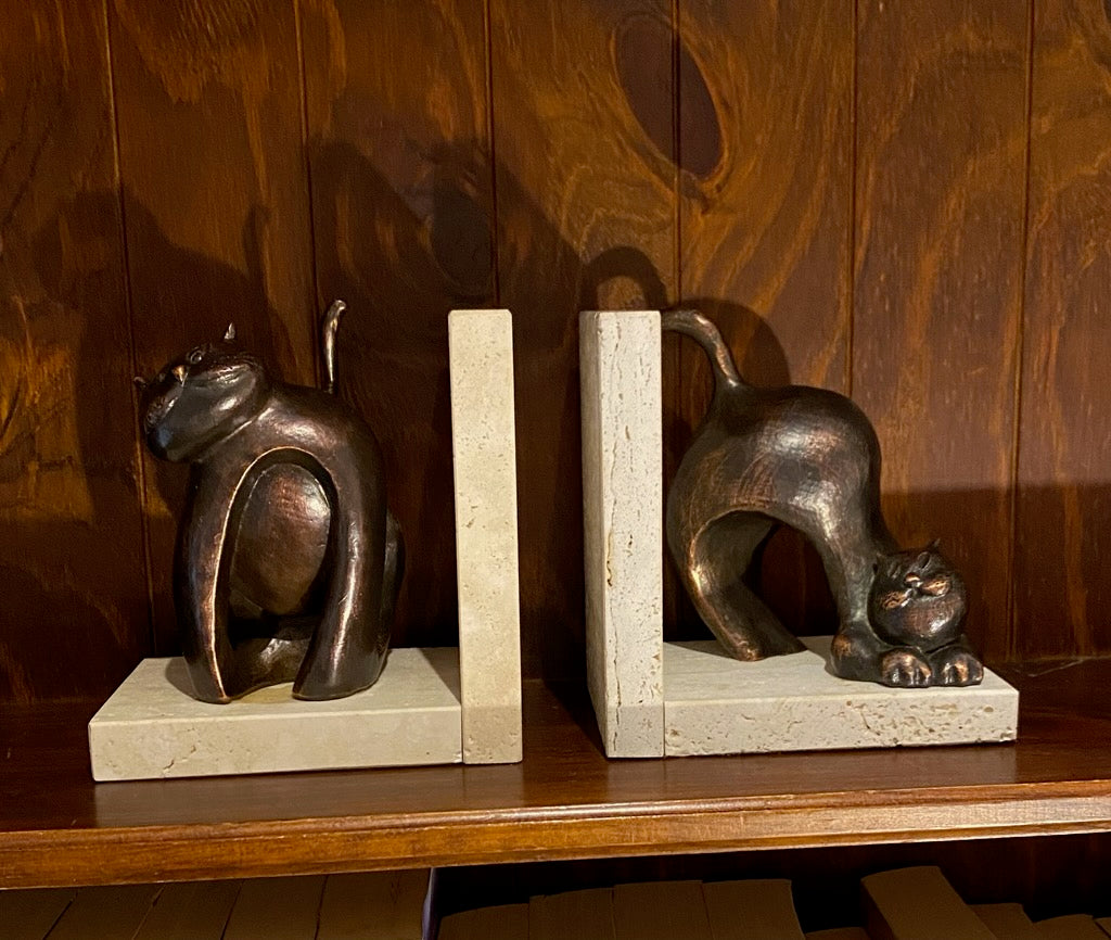 Korean Bronze Cat Bookends