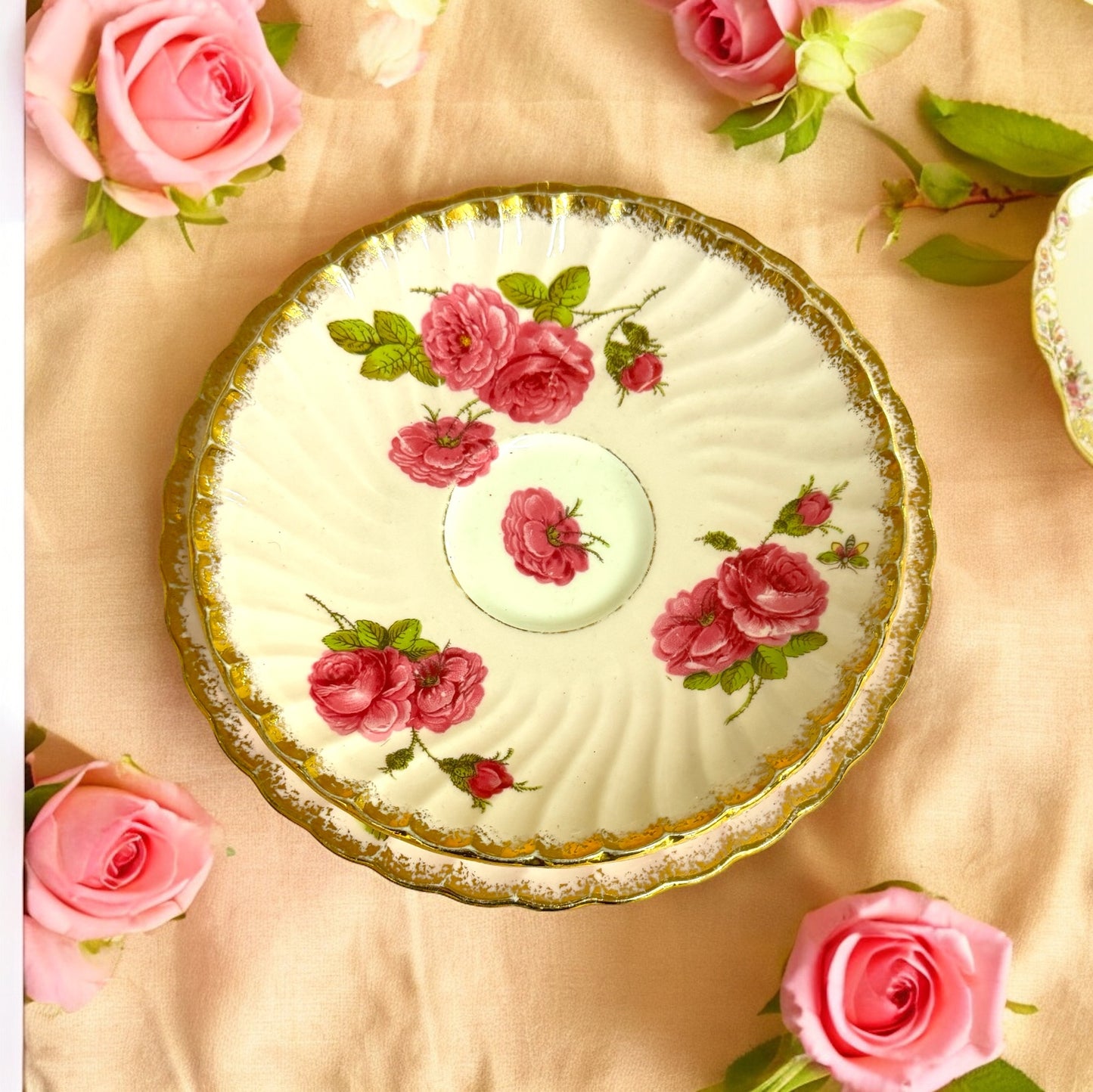 Foley Pink Roses Tea Trio