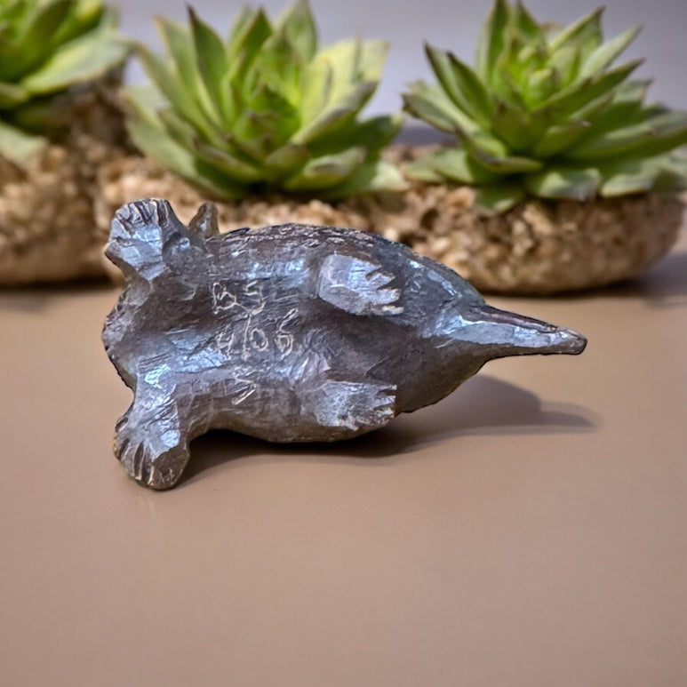 Signed Wooden Carved Echidna