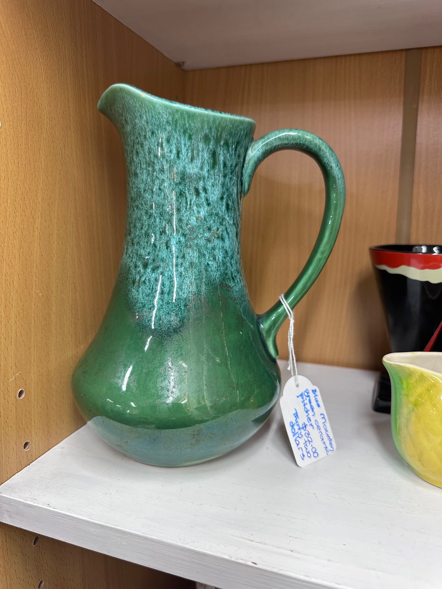 Blue Mountain Green Ceramic Pitcher