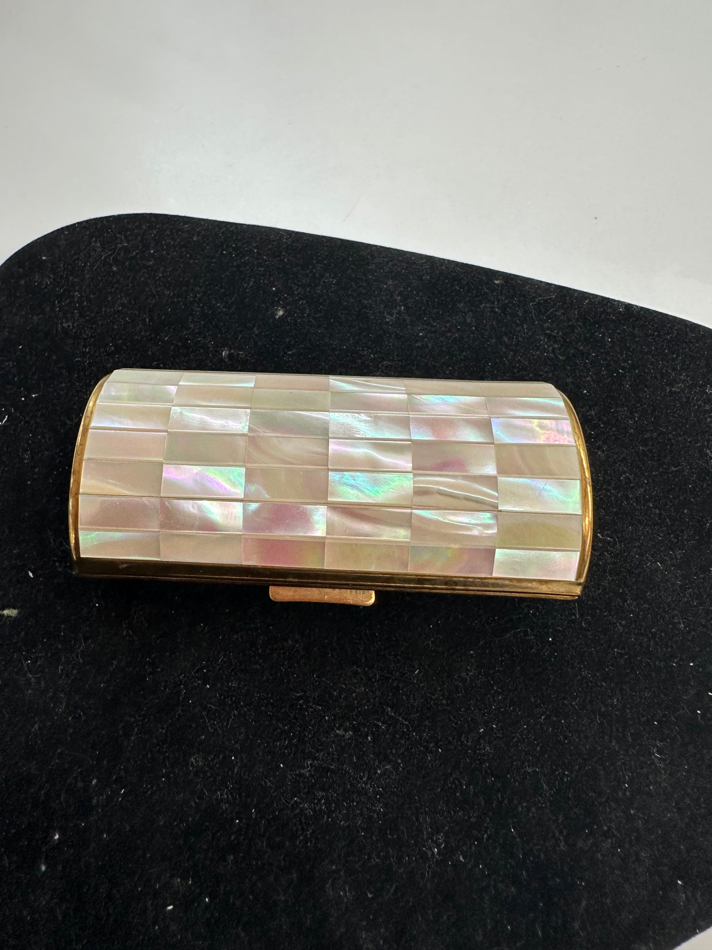 Rare Find! Cigarette/Lipstick Holder with Mother of Pearl inlay lid, Made in England,
