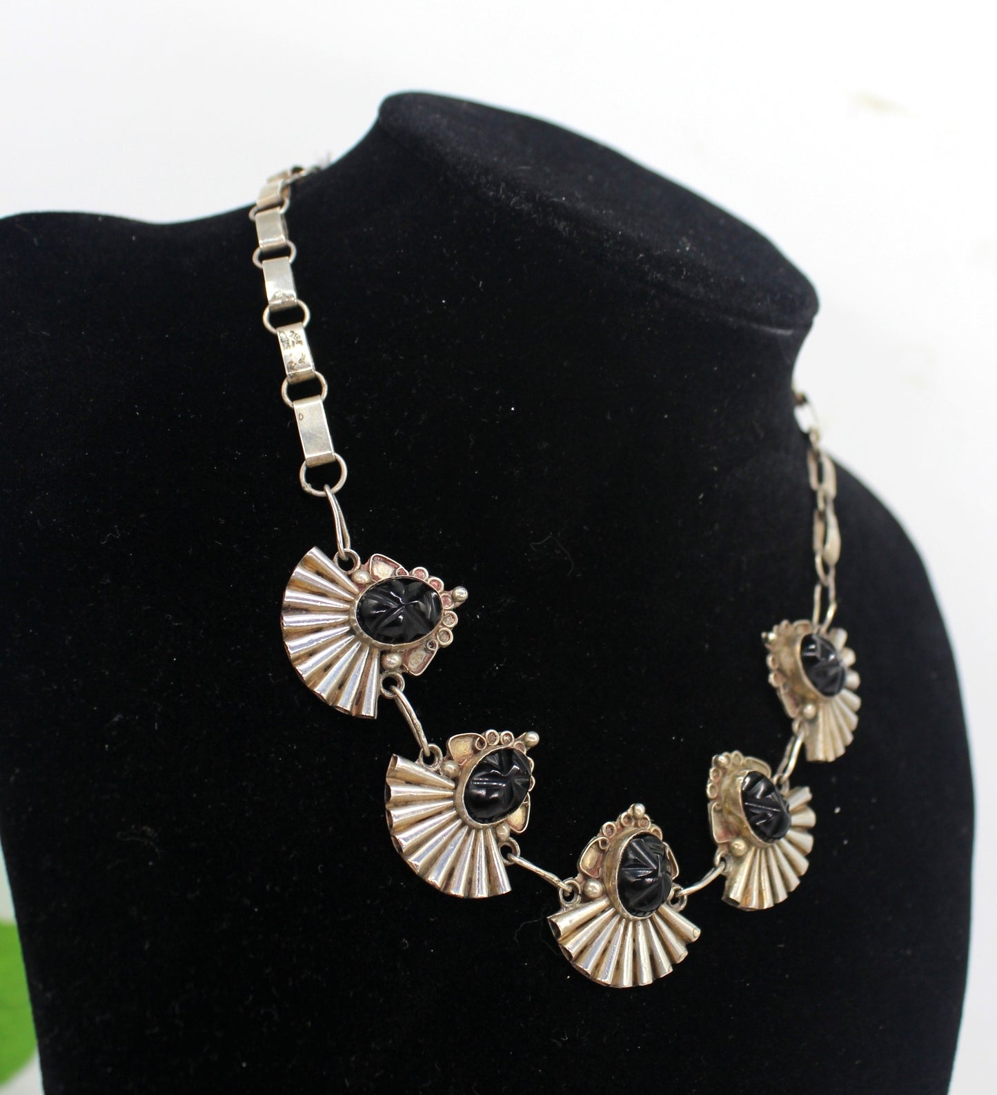 1940's Vintage Mexican Silver Aztec Face Necklace