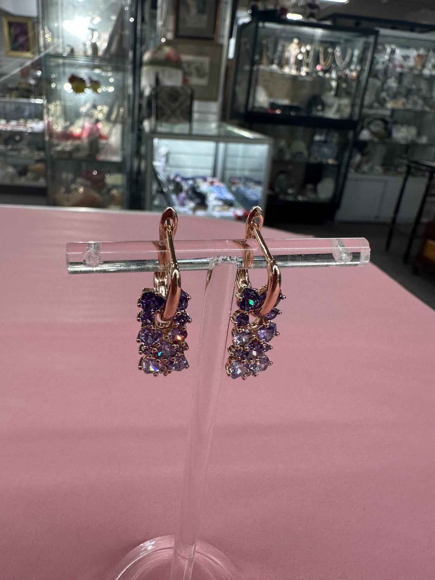 585 14k Rose Rolled Gold + Amethyst Earring