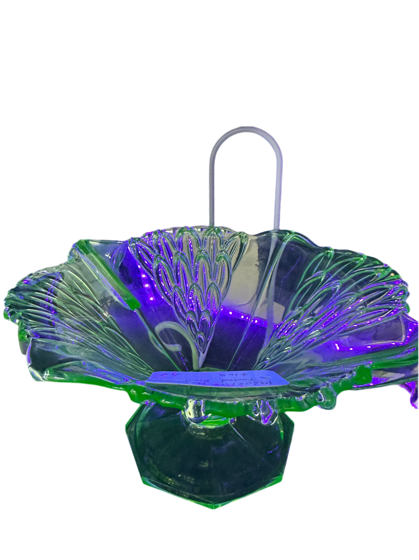 1930s Art Deco Uranium Glass Footed Bowl