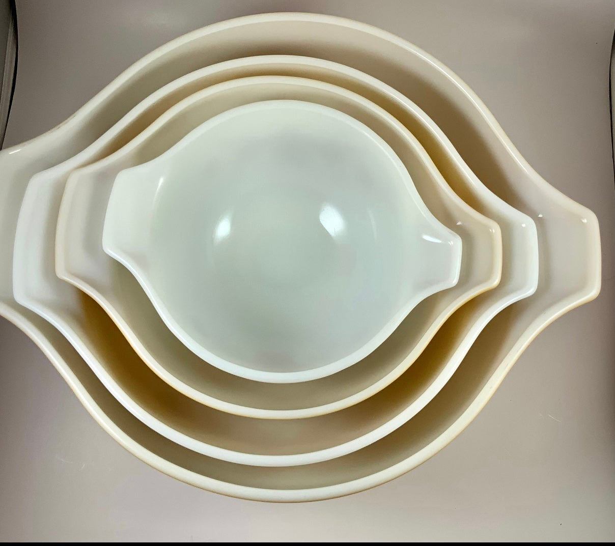 Pyrex Butterfly Gold White Cinderella Mixing Bowl, Nesting Set Of 4