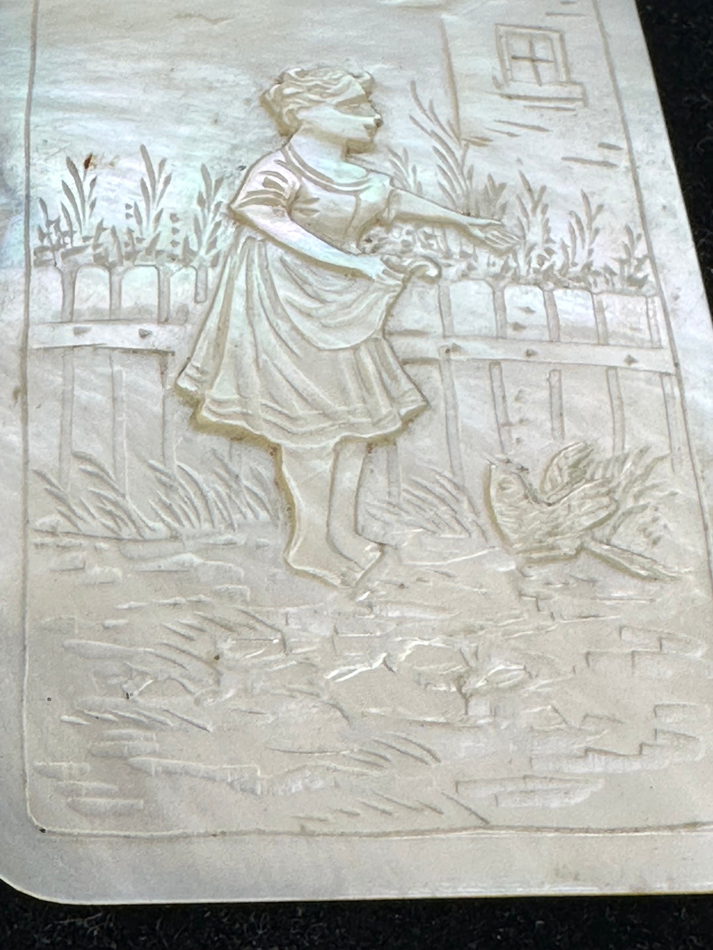 19th Century Hand Carved MOP Panel,