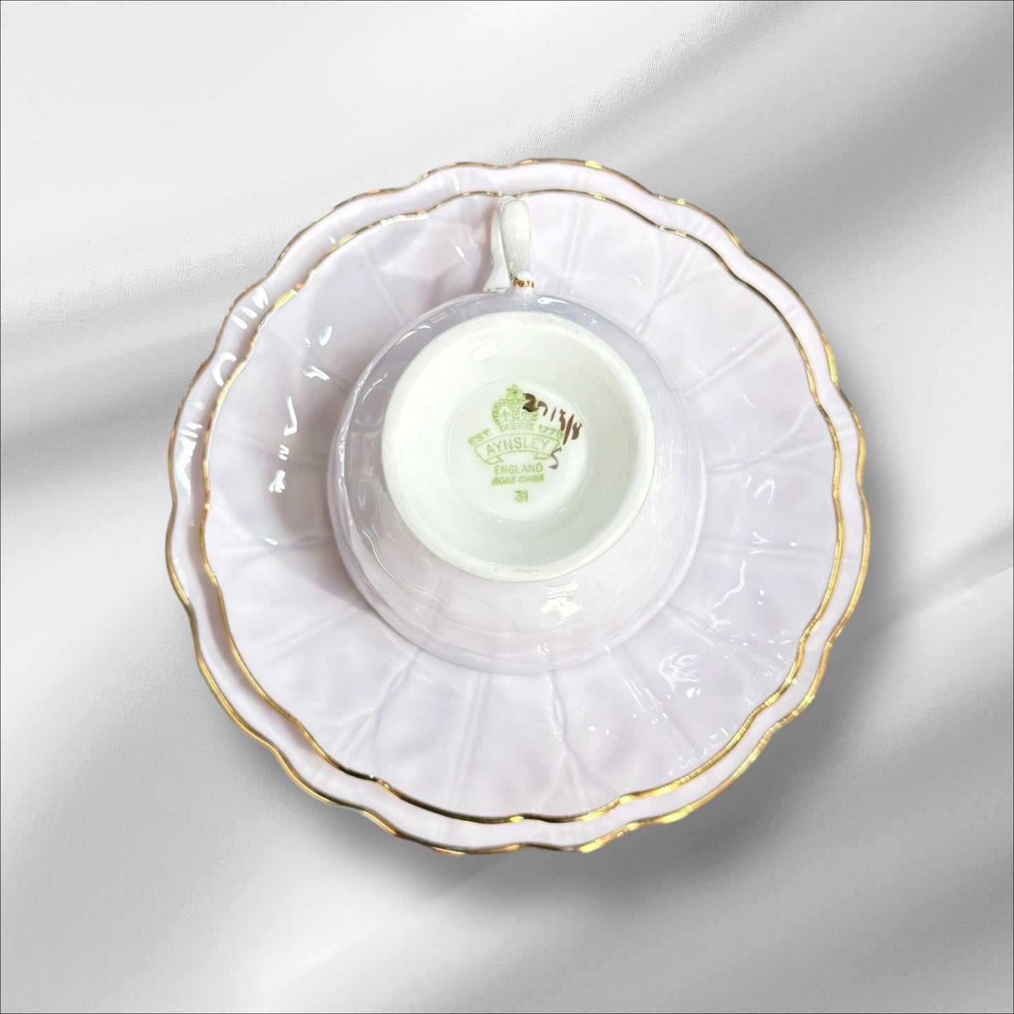 Aynsley baby pink tea cup and saucer with pink rose