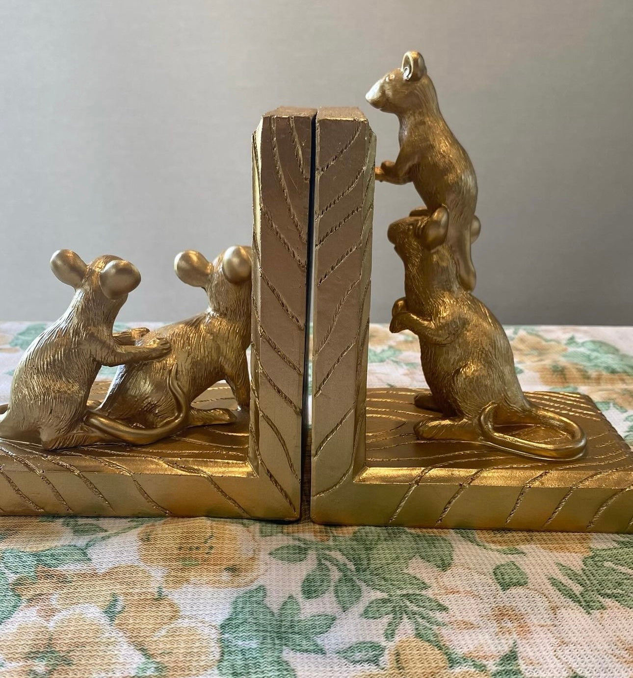 Gold Mice Bookends