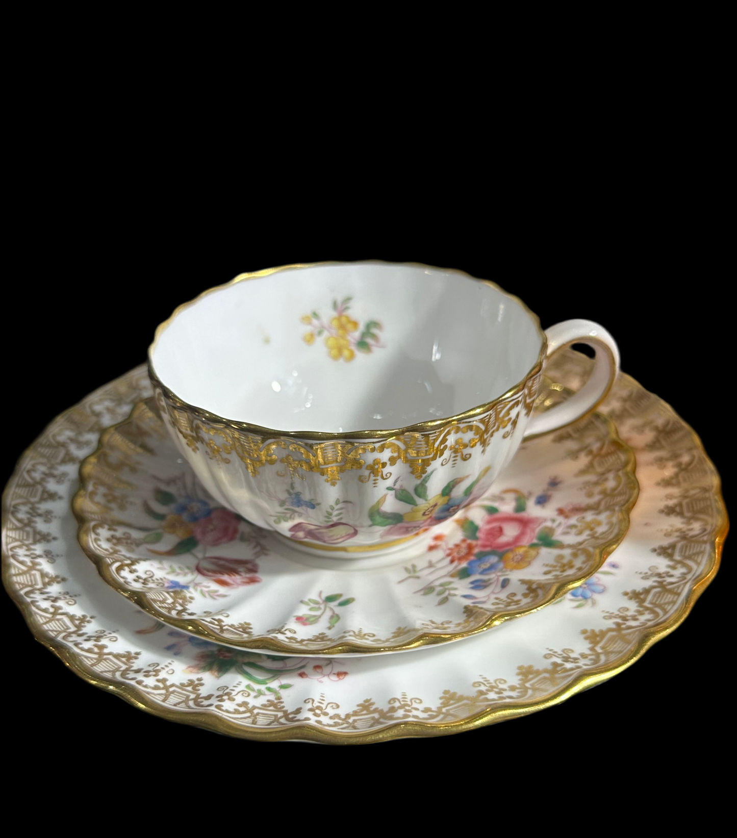 Rare 19th Copeland Spode Trio , Hand Painted