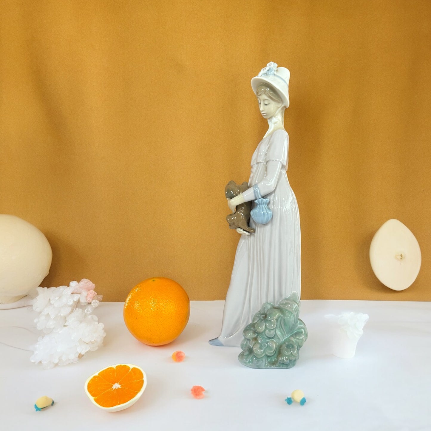 Retired LLadro Spain Figurine # 4994 My Little Pet Woman Holding Dog Glossy