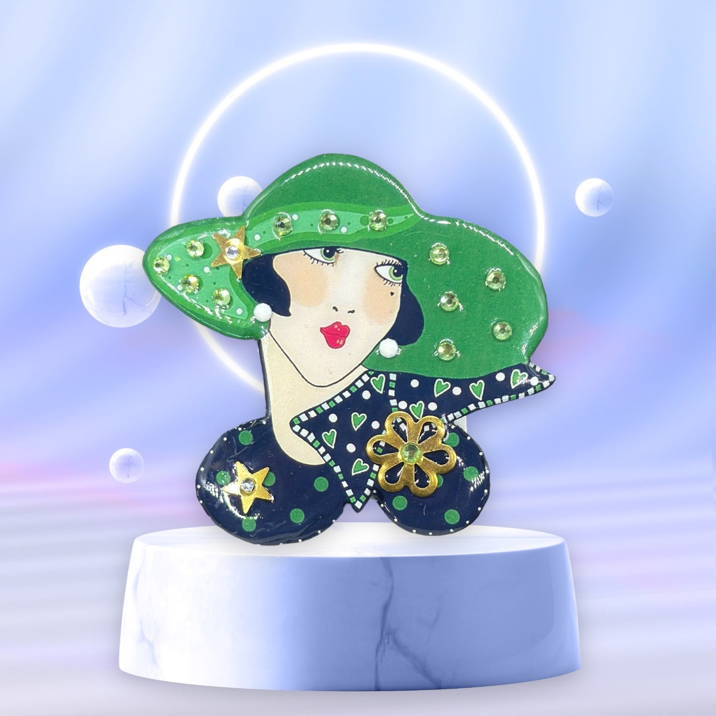 Hand Made Lady Head Brooch by Cat Walk UK