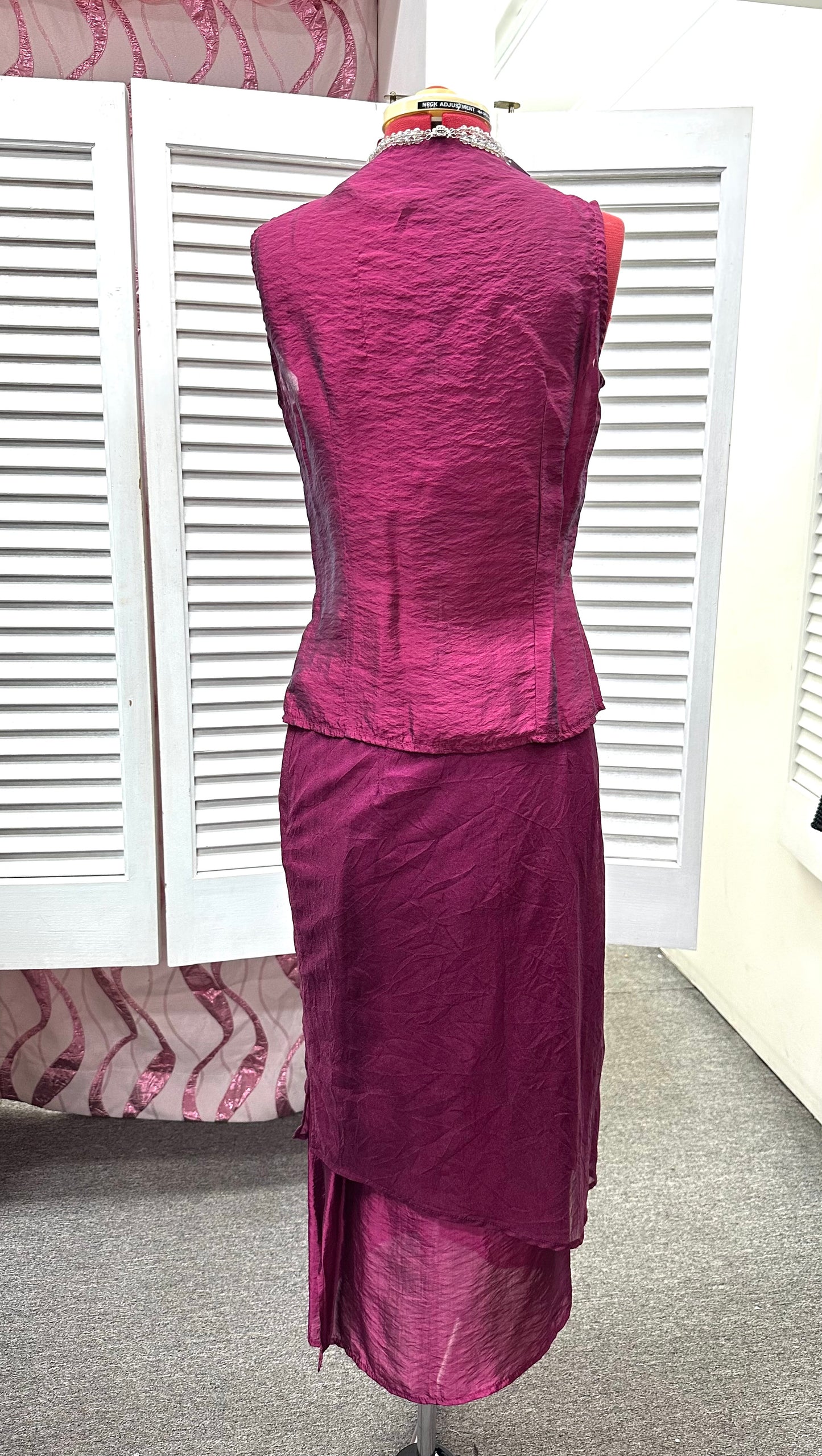 Magenta 2 Piece Ojay Top + Skirt French Fabric