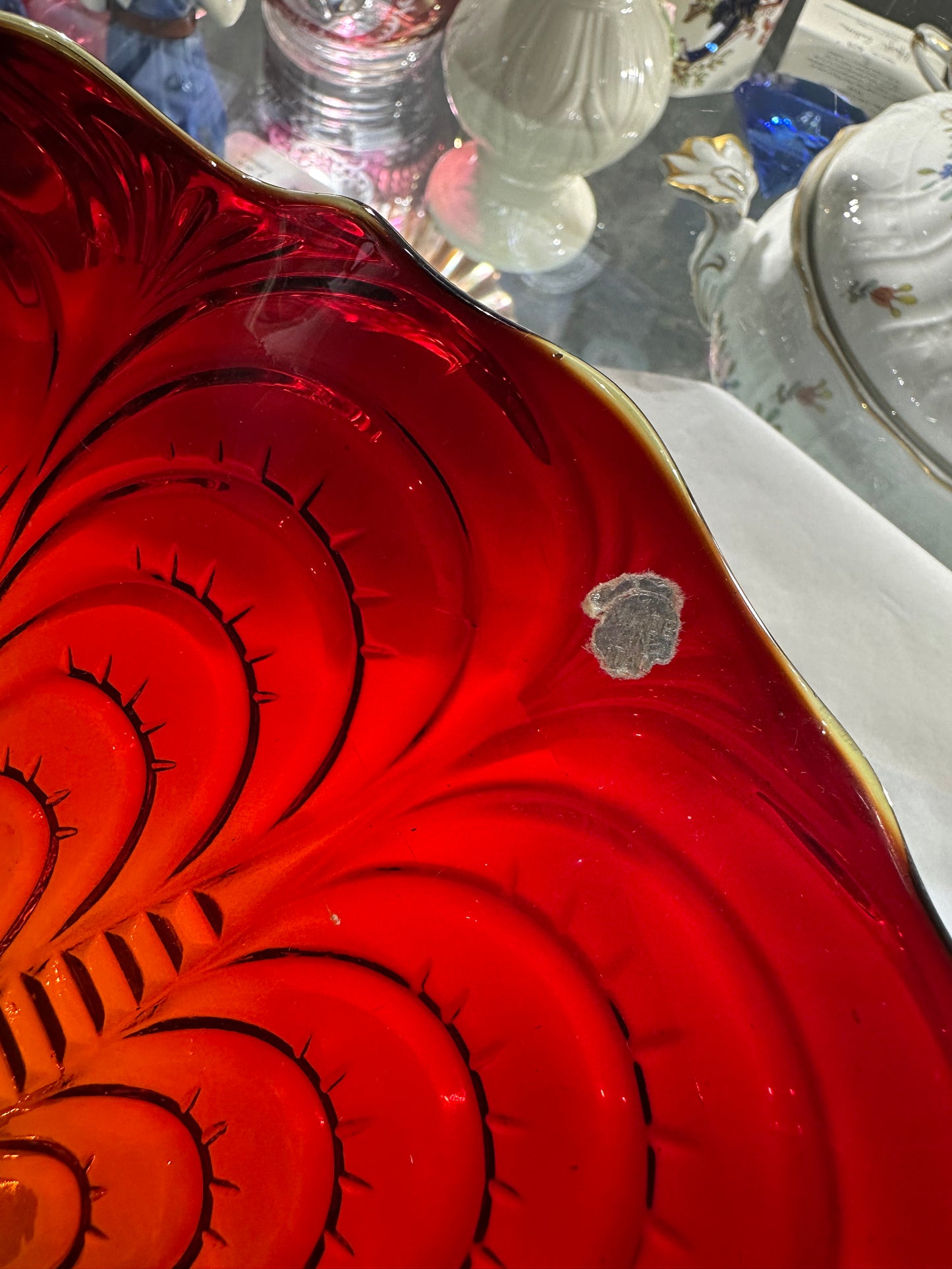 Italy Made Ruby Red Comport
